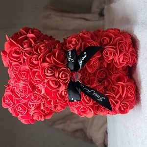 Beautiful Valentine's Day Gift Handmade Rose Flower Bear